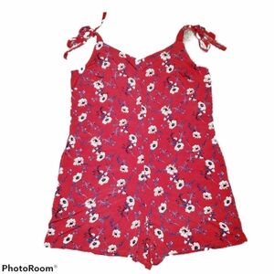 EST. 1946 Floral Shorts Romper with Spaghetti Tie Straps 464
